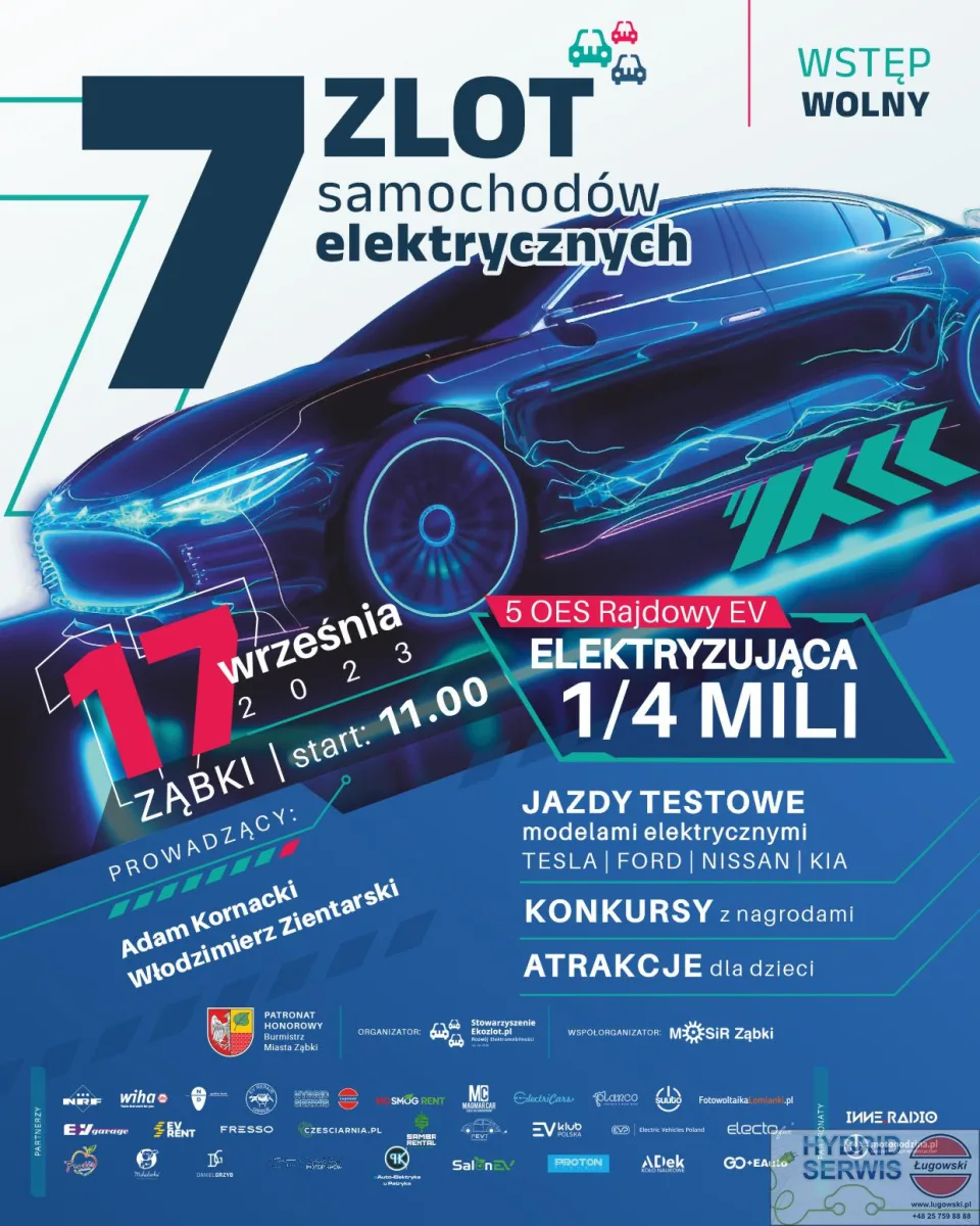 17 września 2023 -7 zlot samochodów elektrycznych w Ząbkach. Zapraszamy.1
