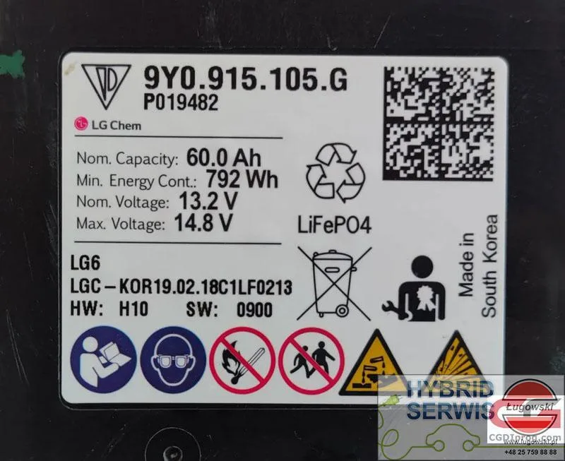 Naprawa, odblokowanie baterii Porsche 12V, litowo żelazowo fosforanowa, LiFePO4, 9J1915105K4