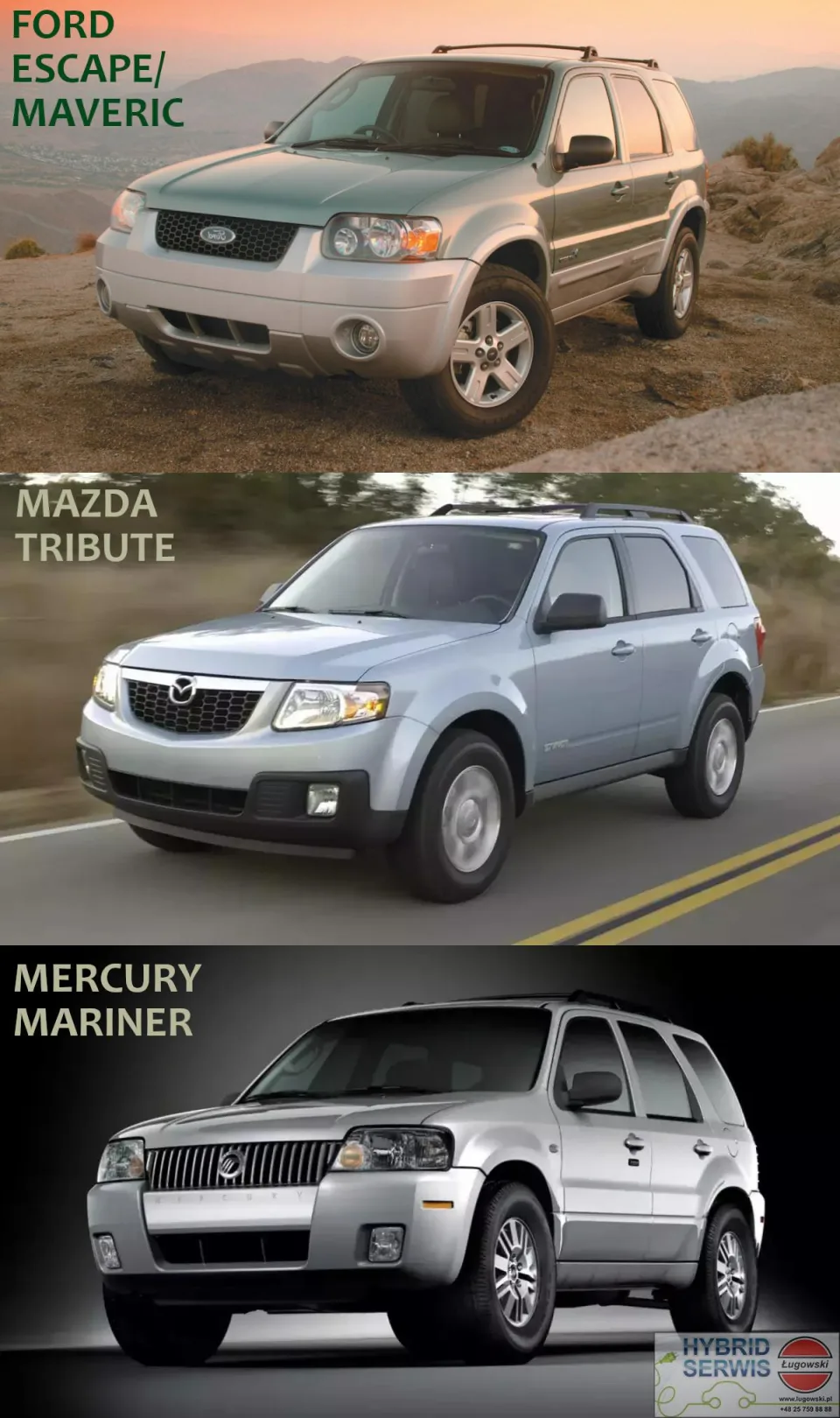 Naprawy hybrydy; triada Ford Escape/ Maverick Mazda Tribute i Mercury Mariner.1