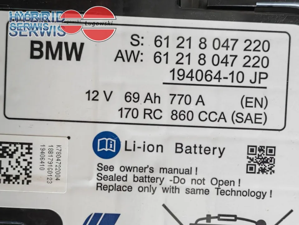 Akumulator Li-ion BMW Mpower 12V 70Ah 860A CCA 8047220