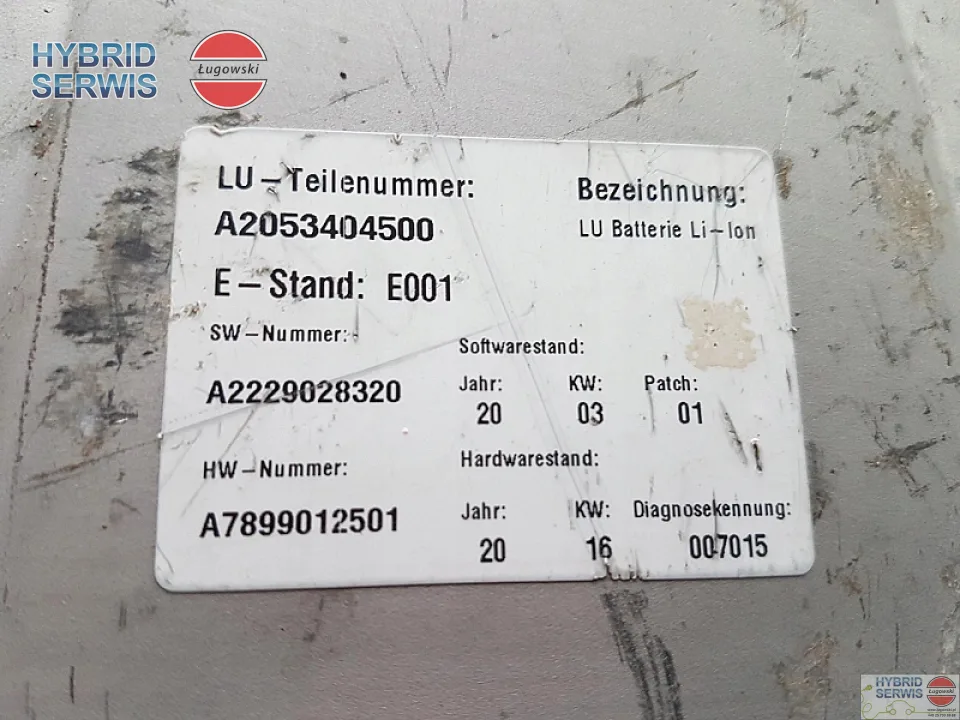 Bateria HV 37Ah 13,5kWh Mercedes W213 W205 E300de A20534045005
