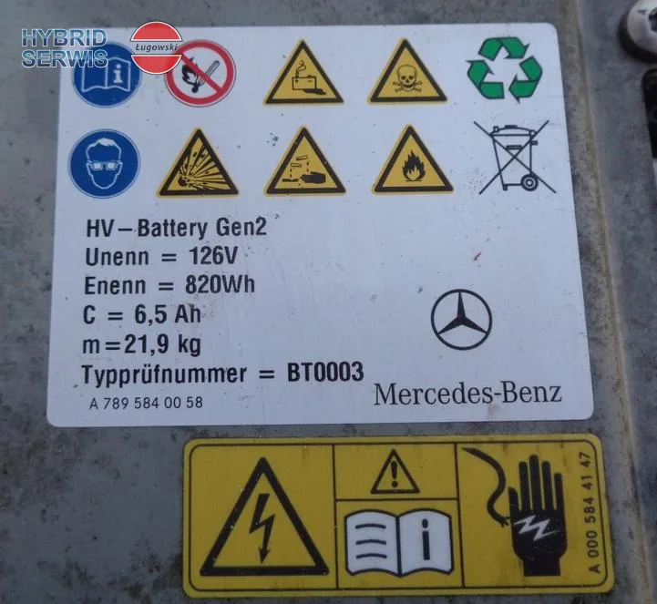 Bateria HV trakcyjna 126V 6,5Ah 820Wh Mercedes klasa C W205 Hybrid 7893400503