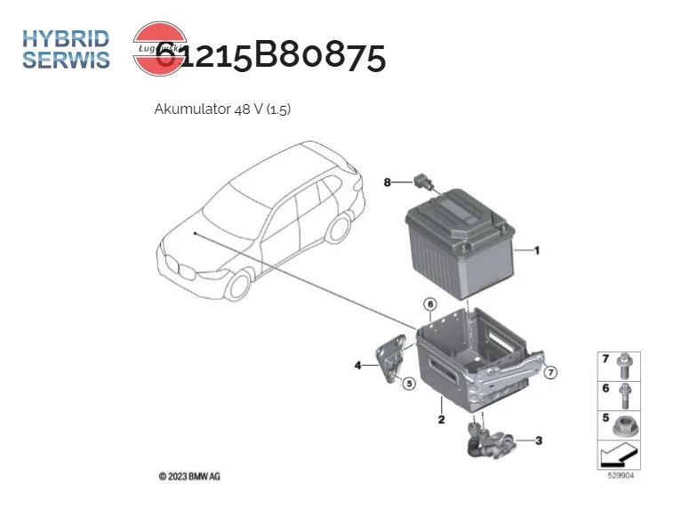 Bateria HV trakcyjna akumulator 44V 48V miękka hybryda BMW 10Ah 440Wh 5A83028 61215b80872