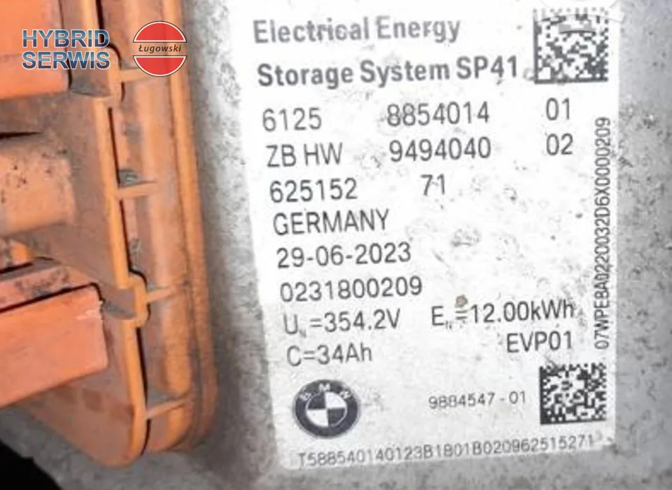 Bateria HV 34Ah 12kWh BMW 330e 550e 745e G11N G12N G20 G30 Plug 9797841 SP41