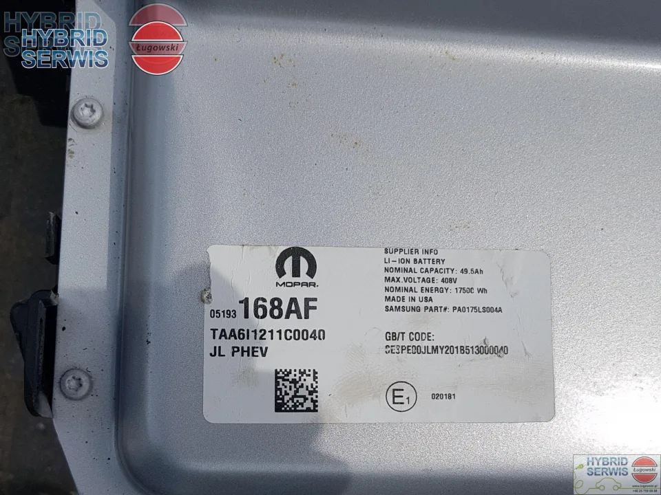 Bateria HV trakcyjna Jeep Wrangler 4xe PHEV Plug-in 2.0T 49.5Ah, 17,5kWh, 408V, 68488244AA4