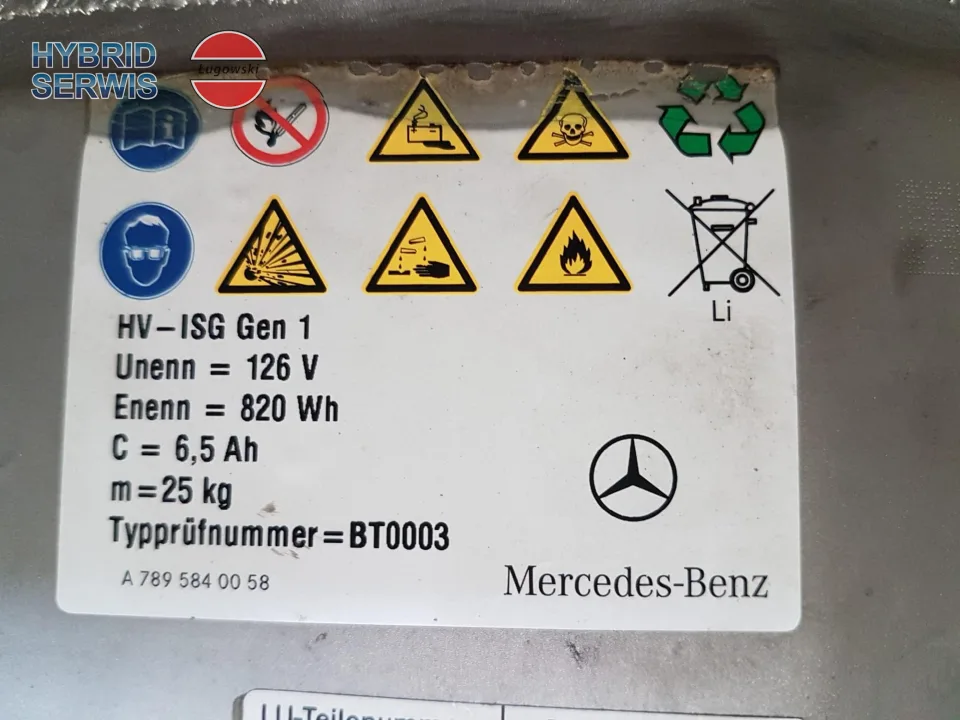 Bateria HV Mercedes W212 E300 hybrid 126V 820Wh 6,5Ah A7893408400