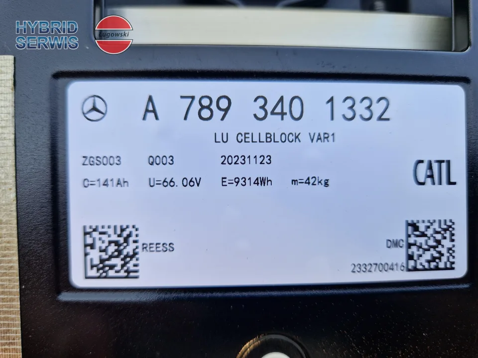 Bateria Mercedes EQS 111.8kWh 282Ah 396V A7893405129 A7893400527