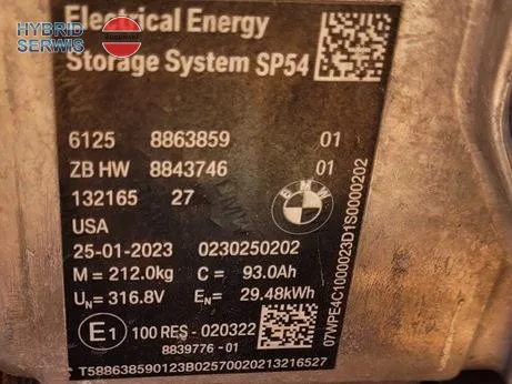 Bateria trakcyjna HV akumulator BMW XM G09 SP54 93Ah 29,48kWh 8863859