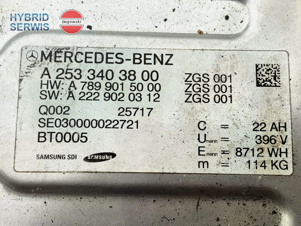 Bateria trakcyjna HV akumulator Mercedes plug-in 22Ah 8,7kWh A1663401400