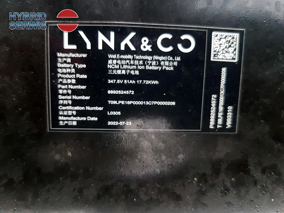 Bateria trakcyjna akumulator HV Lynk & Co 1,5 PHEV 01 17,72 KWh
