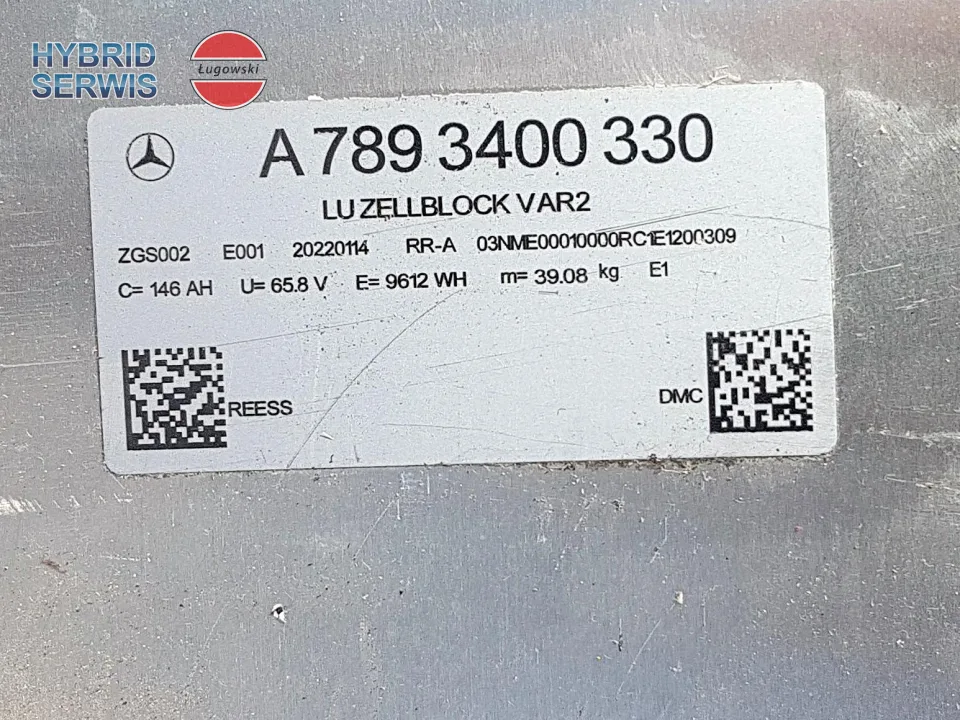 Bloki ogniwa moduły baterii Mercedes EQE 9.6kWh 18S2P 65V 146Ah 7893400330